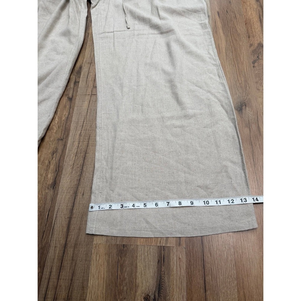 A New Day Linen Blend Wide Leg Pull On Pants Women's Large Beige - Picture 10 of 10